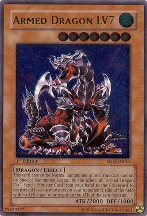 Armed Dragon LV7 Ultimate Rare SOD-EN015 1st Edition Yu-Gi-Oh card from Soul of the Duelist