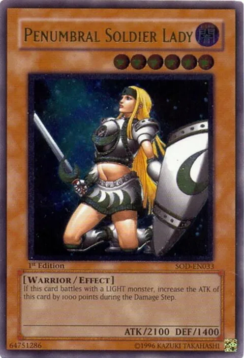 Penumbral Soldier Lady Ultimate Rare SOD-EN033 1st Edition Yu-Gi-Oh card from Soul of the Duelist