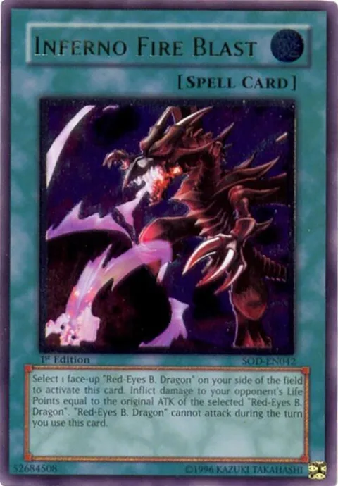 Inferno Fire Blast Ultimate Rare SOD-EN042 1st Edition Yu-Gi-Oh card from Soul of the Duelist
