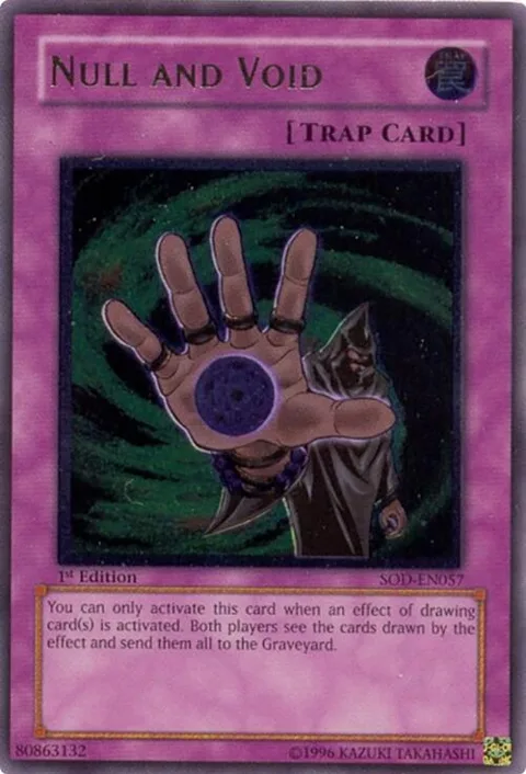 Null and Void Ultimate Rare SOD-EN057 Unlimited Yu-Gi-Oh card from Soul of the Duelist