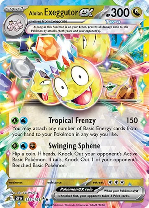 Alolan Exeggutor ex #133/191 Holofoil Pokémon card from Surging Sparks