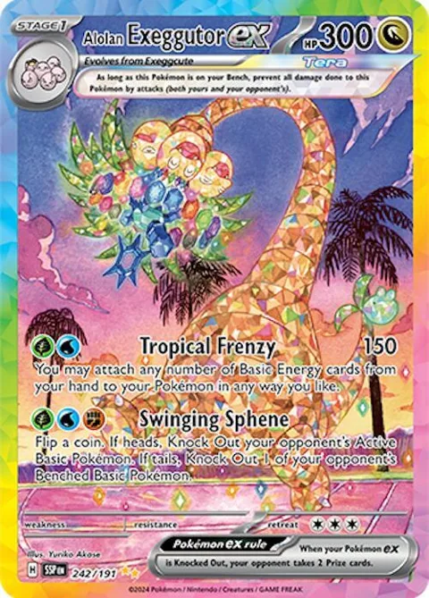 Alolan Exeggutor ex #242/191 Holofoil Pokémon card from Surging Sparks