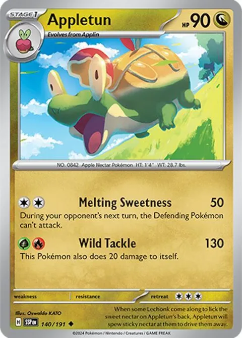 Appletun #140/191 Reverse Holofoil Pokémon card from Surging Sparks