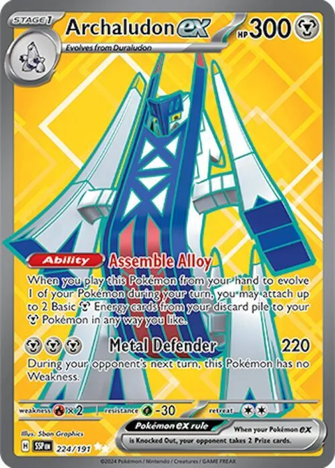 Archaludon ex #224/191 Holofoil Pokémon card from Surging Sparks