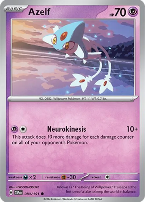 Azelf #080/191 Reverse Holofoil Pokémon card from Surging Sparks