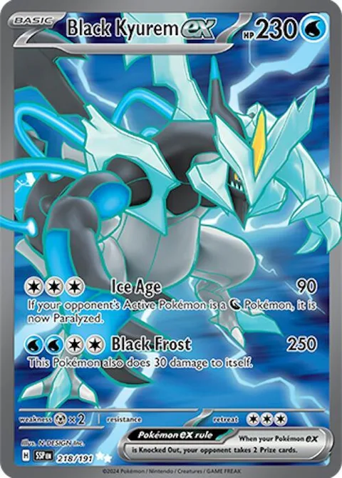 Black Kyurem ex #218/191 Holofoil Pokémon card from Surging Sparks