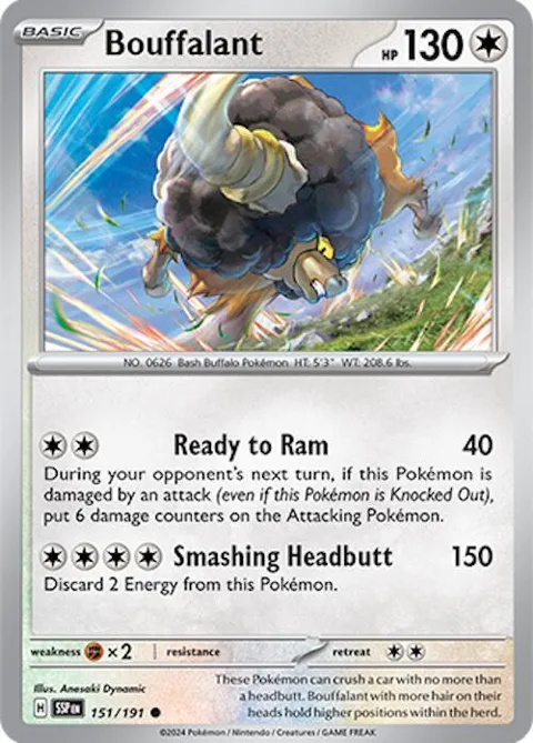 Bouffalant #151/191 Pokémon card from Surging Sparks