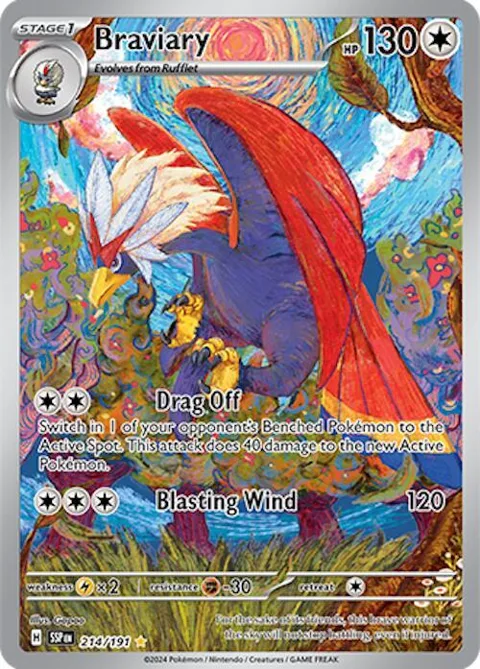 Braviary #214/191 Holofoil Pokémon card from Surging Sparks