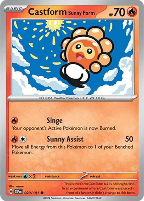 Castform Sunny Form #020/191 Pokémon card from Surging Sparks