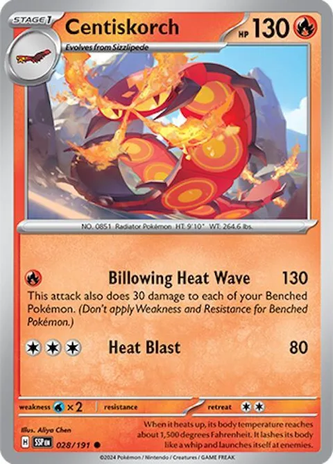 Centiskorch #028/191 Pokémon card from Surging Sparks