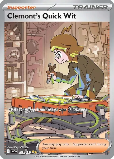 Clemont's Quick Wit #243/191 Holofoil Pokémon card from Surging Sparks