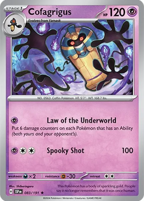Cofagrigus #083/191 Reverse Holofoil Pokémon card from Surging Sparks