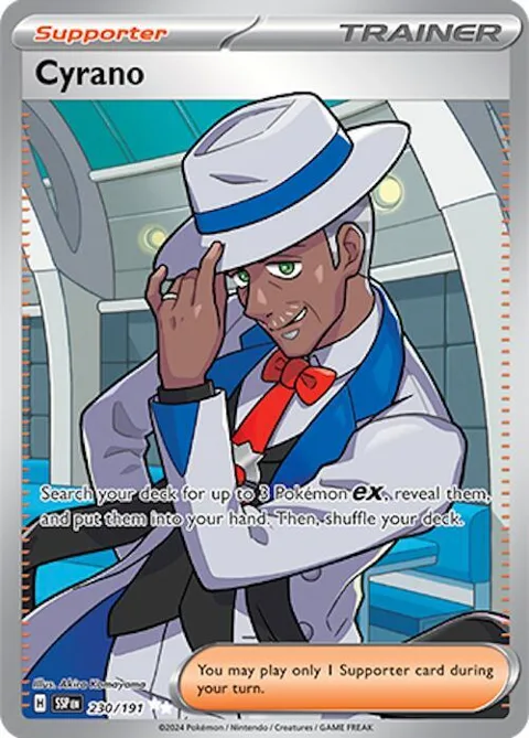 Cyrano #230/191 Holofoil Pokémon card from Surging Sparks