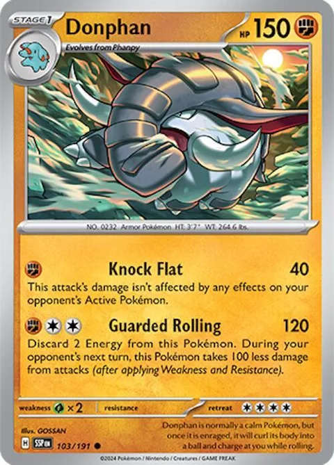 Donphan #103/191 Reverse Holofoil Pokémon card from Surging Sparks