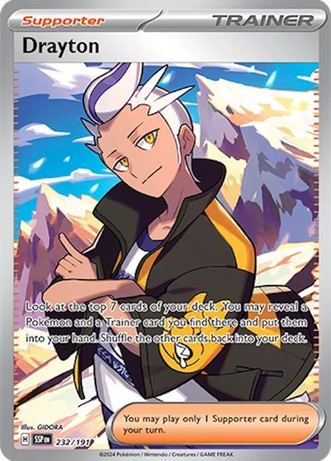 Drayton #232/191 Holofoil Pokémon card from Surging Sparks
