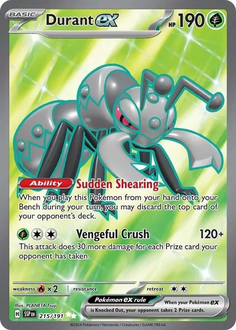Durant ex #215/191 Holofoil Pokémon card from Surging Sparks