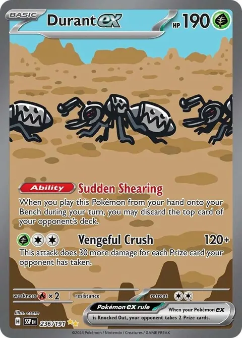Durant ex #236/191 Holofoil Pokémon card from Surging Sparks