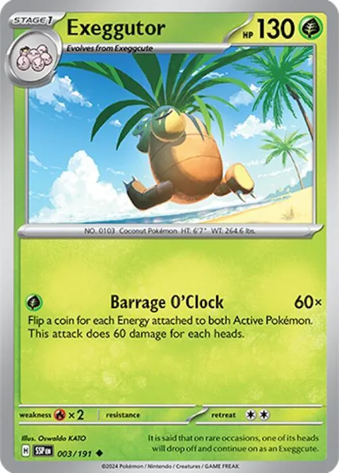 Exeggutor #003/191 Reverse Holofoil Pokémon card from Surging Sparks