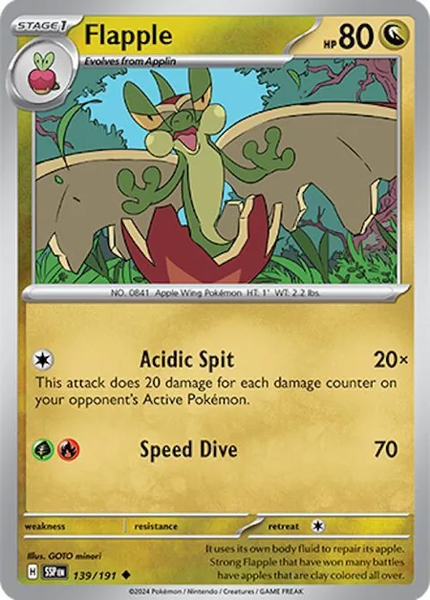 Flapple #139/191 Pokémon card from Surging Sparks