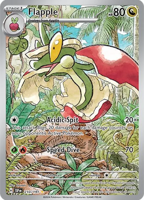 Flapple #210/191 Holofoil Pokémon card from Surging Sparks