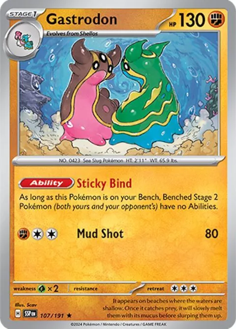 Gastrodon #107/191 Holofoil Pokémon card from Surging Sparks