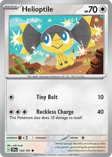 Helioptile #154/191 Pokémon card from Surging Sparks