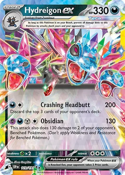 Hydreigon ex #119/191 Holofoil Pokémon card from Surging Sparks