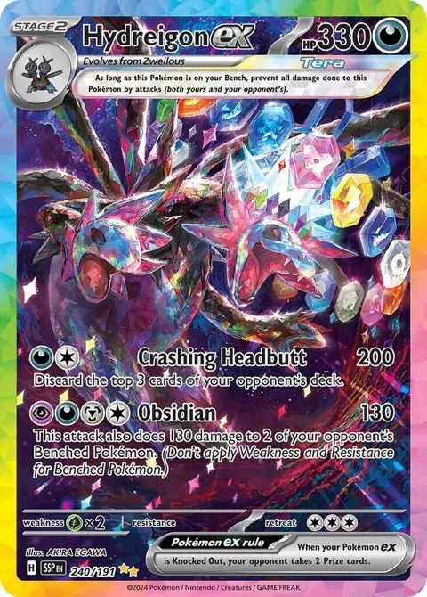 Hydreigon ex #240/191 Holofoil Pokémon card from Surging Sparks