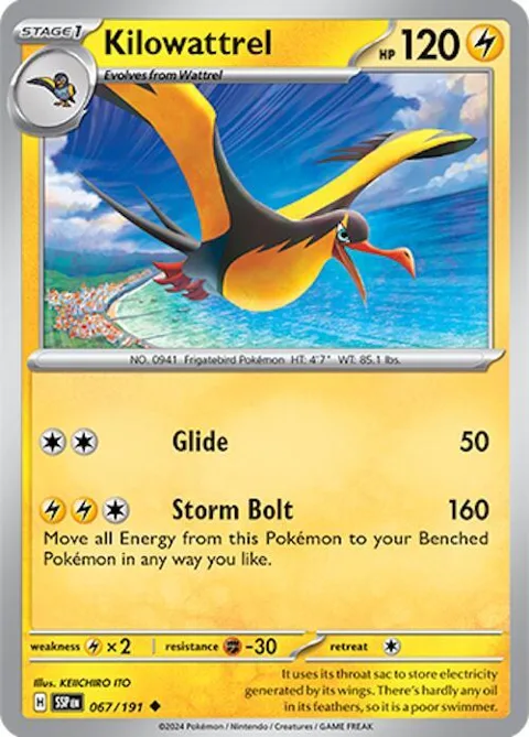 Kilowattrel #067/191 Pokémon card from Surging Sparks