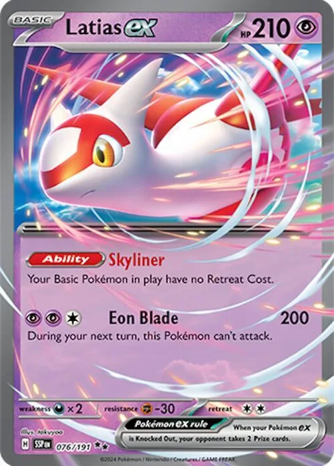 Latias ex #076/191 Holofoil Pokémon card from Surging Sparks