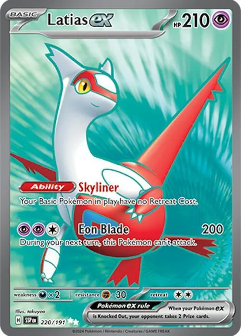 Latias ex #220/191 Holofoil Pokémon card from Surging Sparks