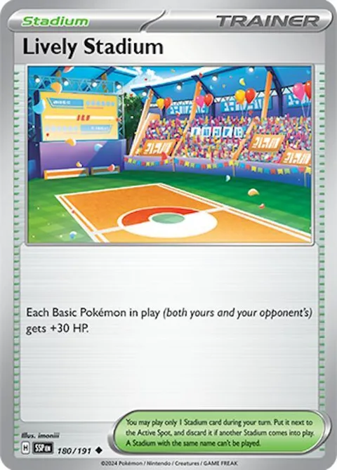 Lively Stadium #180/191 Reverse Holofoil Pokémon card from Surging Sparks