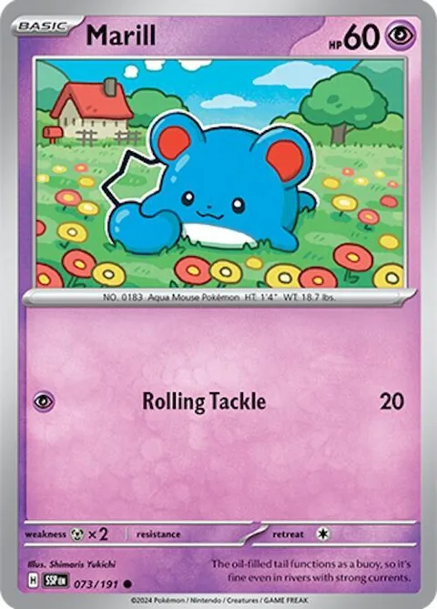 Marill #073/191 Reverse Holofoil Pokémon card from Surging Sparks