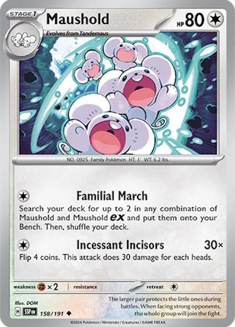 Maushold #158/191 Pokémon card from Surging Sparks
