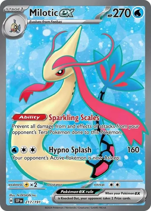 Milotic ex #217/191 Holofoil Pokémon card from Surging Sparks