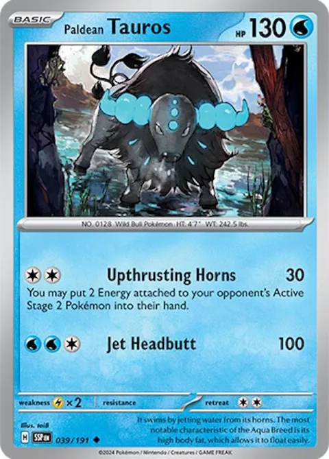 Paldean Tauros #039/191 Pokémon card from Surging Sparks