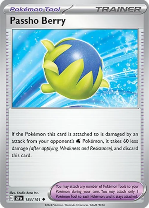 Passho Berry #184/191 Reverse Holofoil Pokémon card from Surging Sparks