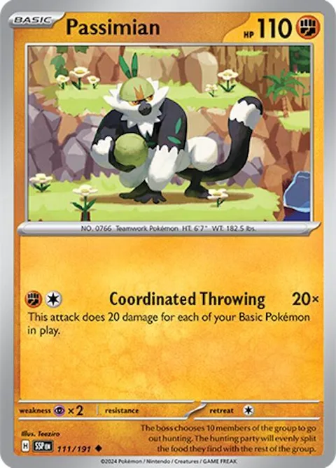 Passimian #111/191 Reverse Holofoil Pokémon card from Surging Sparks