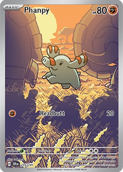 Phanpy #205/191 Holofoil Pokémon card from Surging Sparks