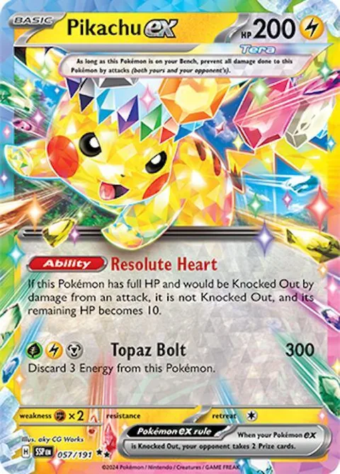 Pikachu ex #057/191 Holofoil Pokémon card from Surging Sparks