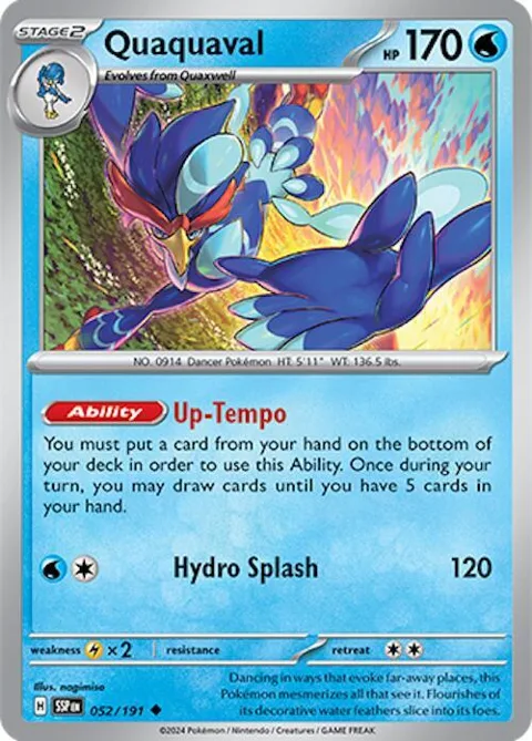 Quaquaval #052/191 Reverse Holofoil Pokémon card from Surging Sparks