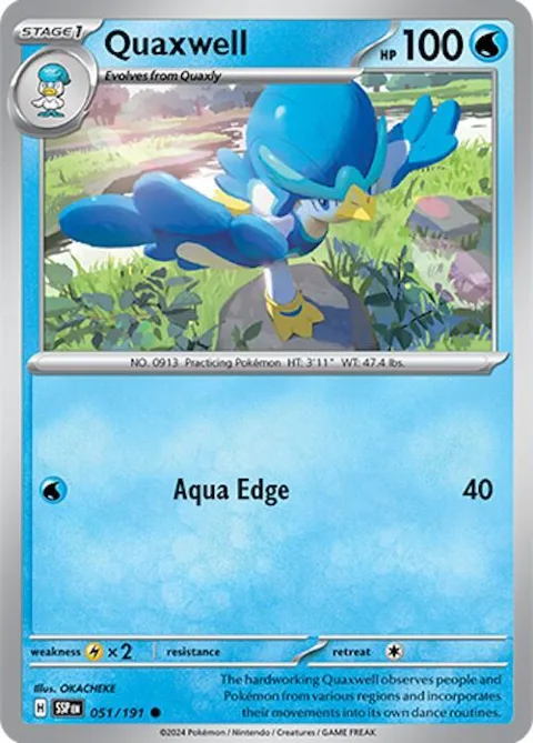 Quaxwell #051/191 Reverse Holofoil Pokémon card from Surging Sparks