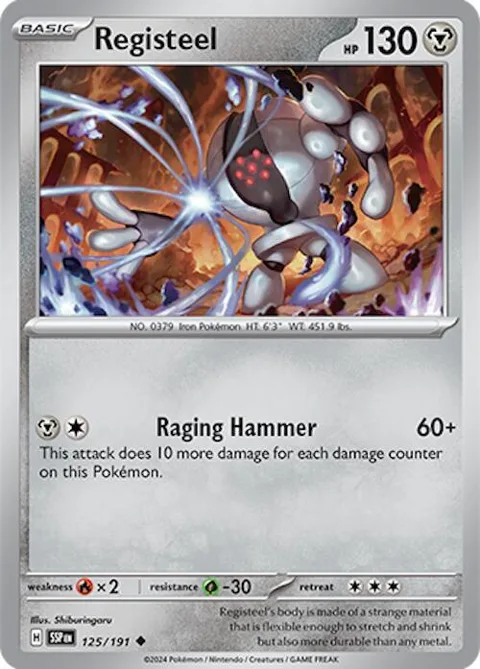 Registeel #125/191 Reverse Holofoil Pokémon card from Surging Sparks