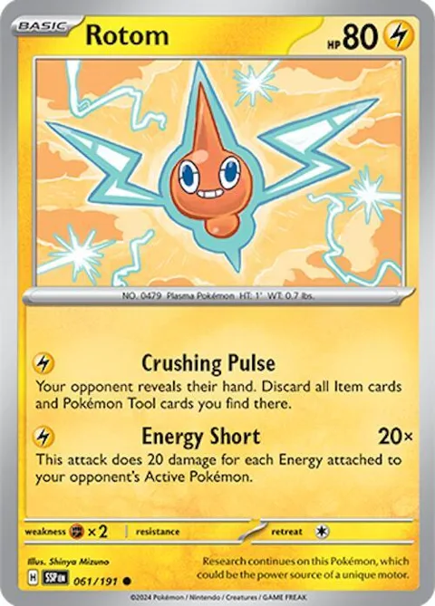 Rotom #061/191 Reverse Holofoil Pokémon card from Surging Sparks