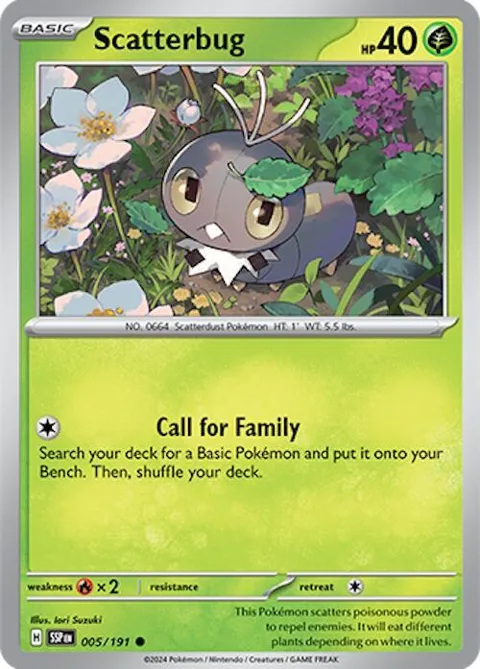 Scatterbug #005/191 Pokémon card from Surging Sparks