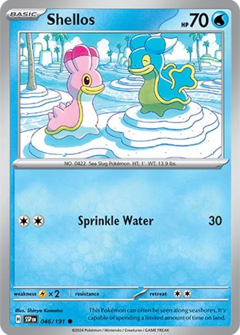 Shellos #046/191 Reverse Holofoil Pokémon card from Surging Sparks