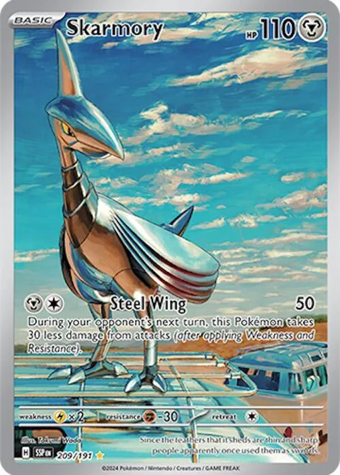 Skarmory #209/191 Holofoil Pokémon card from Surging Sparks