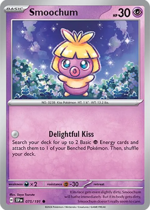 Smoochum #075/191 Reverse Holofoil Pokémon card from Surging Sparks