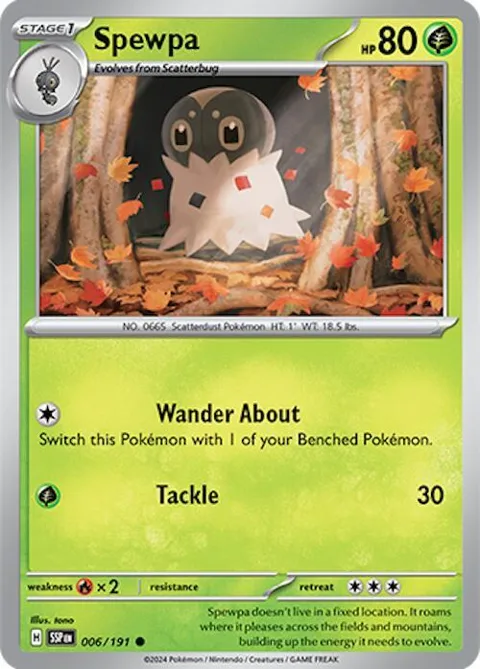 Spewpa #006/191 Pokémon card from Surging Sparks