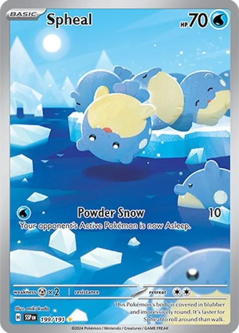 Spheal #199/191 Holofoil Pokémon card from Surging Sparks